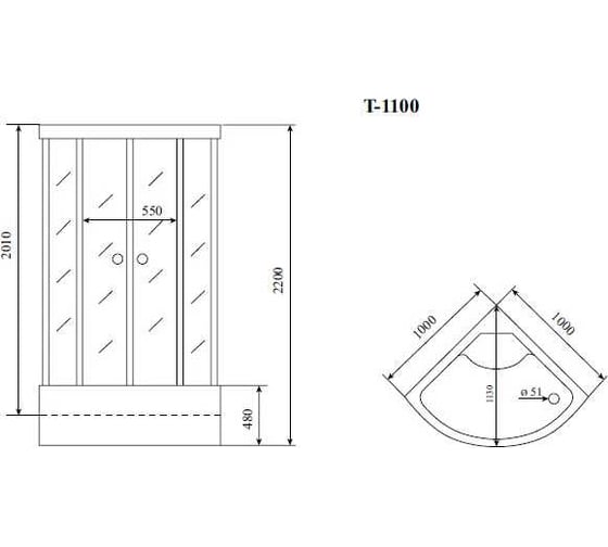 Душевая кабина TIMO Standart Silver Fabric 100х100х220 T-6600SF
