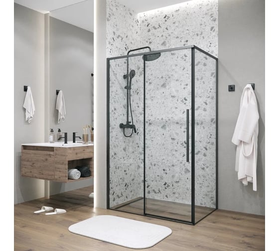 Боковая стенка Grossman Galaxy 70*195 см, черный матовый, стекло прозрачное, 1 место 200.K33.01.70.21.00