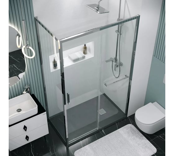 Боковая стенка Grossman Style 80*195 см, хром, стекло прозрачное, 1 место 200.K33.05.80.10.00