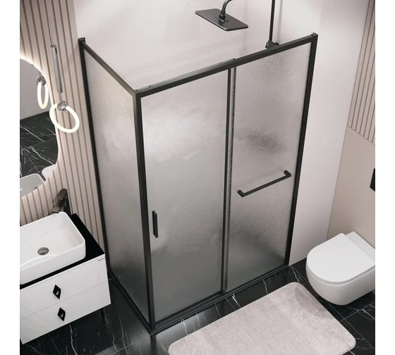 Боковая стенка Grossman Style 70*195 см, черный матовый, стекло шиншилла, 1 место 200.K33.05.70.21.02