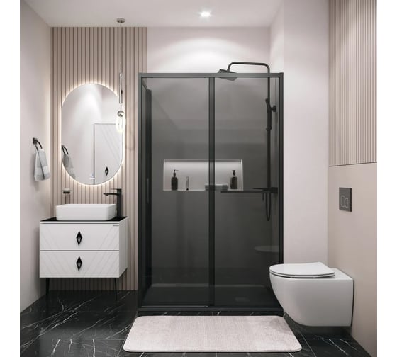 Боковая стенка Grossman Style 70*195 см, черный матовый, стекло тонированное, 1 место 200.K33.05.70.21.10