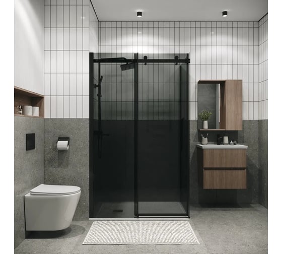 Боковая стенка Grossman Classic 90*195 см, черный матовый, стекло тонированное, 1 место 200.K33.04.90.21.10