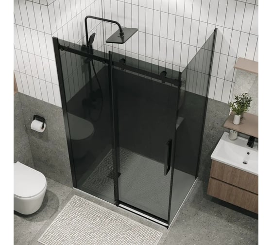 Боковая стенка Grossman Classic 90*195 см, черный матовый, стекло тонированное, 1 место 200.K33.04.90.21.10
