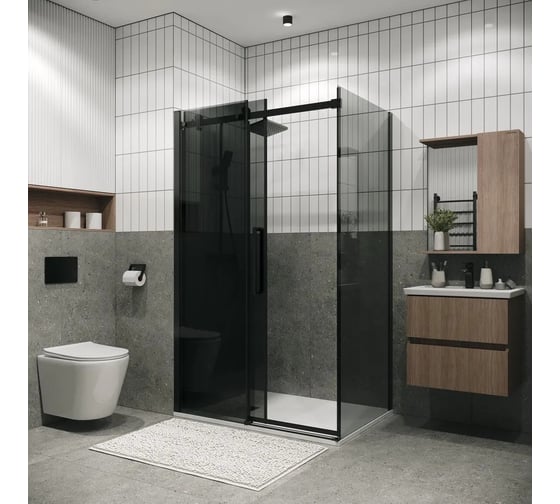 Боковая стенка Grossman Classic 90*195 см, черный матовый, стекло тонированное, 1 место 200.K33.04.90.21.10