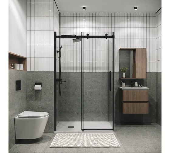 Боковая стенка Grossman Classic 90*195 см, черный матовый, стекло прозрачное, 1 место 200.K33.04.90.21.00