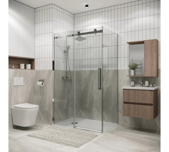 Боковая стенка Grossman Classic 90*195 см, хром, стекло прозрачное, 1 место 200.K33.04.90.10.00