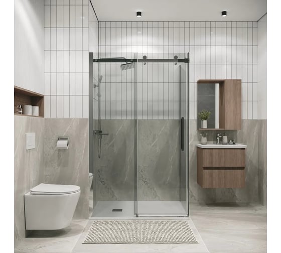 Боковая стенка Grossman Classic 90*195 см, хром, стекло прозрачное, 1 место 200.K33.04.90.10.00