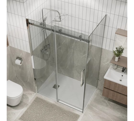 Боковая стенка Grossman Classic 90*195 см, хром, стекло прозрачное, 1 место 200.K33.04.90.10.00