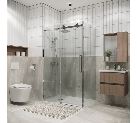 Боковая стенка Grossman Classic 80*195 см, хром, стекло прозрачное, 1 место 200.K33.04.80.10.00