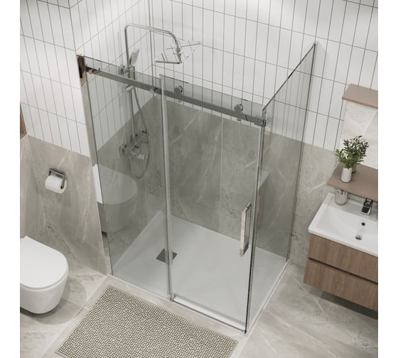 Боковая стенка Grossman Classic 80*195 см, хром, стекло прозрачное, 1 место 200.K33.04.80.10.00