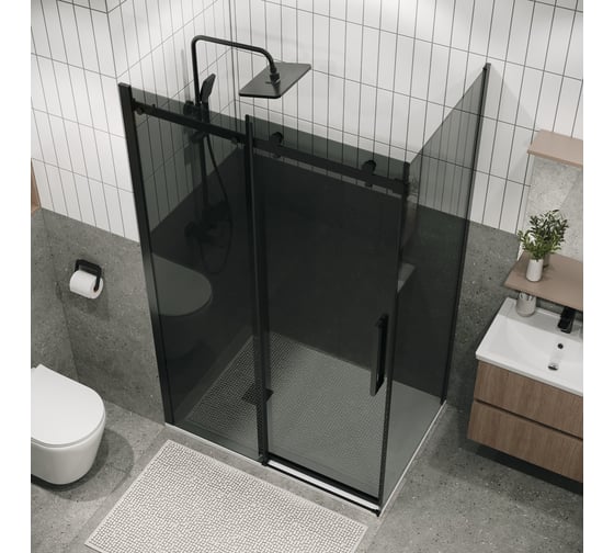 Боковая стенка Grossman Classic 80*195 см, черный матовый, стекло тонированное, 1 место 200.K33.04.80.21.10