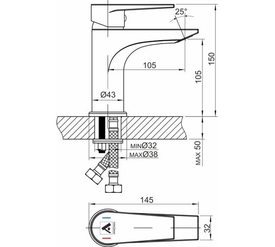 Смеситель для умывальника ARGOTECH FRIGAT d-35 44272