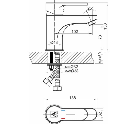 Смеситель для умывальника ARGOTECH GEKTOR d-35 44268