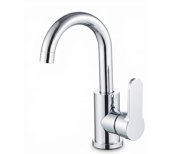 Смеситель для умывальника ARGOTECH поворотный излив, J-обр., GEKTOR d-35 нерж. сталь хpом, 44269