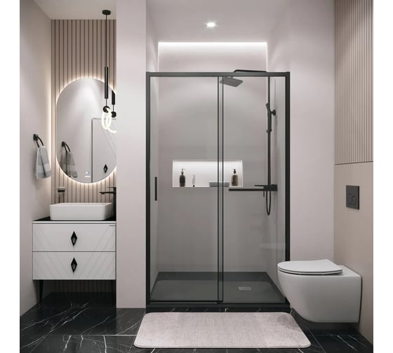 Дверь в нишу Grossman Style 120*195 см, черный матовый, стекло прозрачное, 1 место 100.K33.05.120.21.00