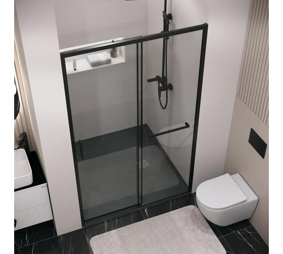 Дверь в нишу Grossman Style 120*195 см, черный матовый, стекло прозрачное, 1 место 100.K33.05.120.21.00