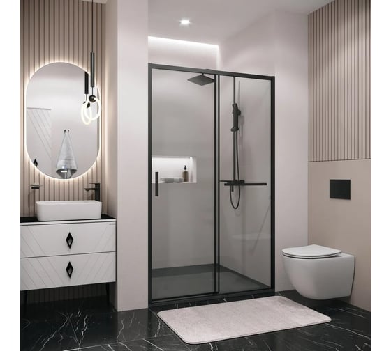 Дверь в нишу Grossman Style 120*195 см, черный матовый, стекло прозрачное, 1 место 100.K33.05.120.21.00