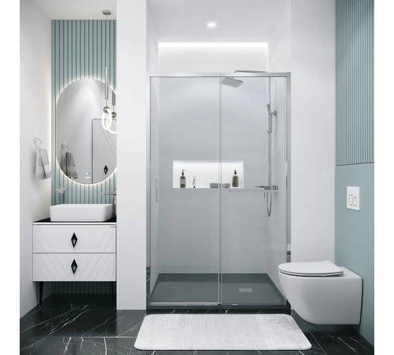 Дверь в нишу Grossman Style 120*195 см, хром, стекло прозрачное, 1 место 100.K33.05.120.10.00