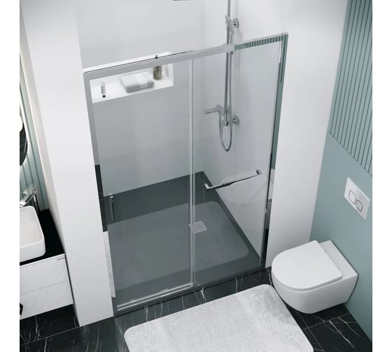 Дверь в нишу Grossman Style 120*195 см, хром, стекло прозрачное, 1 место 100.K33.05.120.10.00