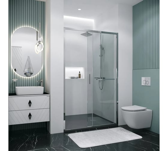 Дверь в нишу Grossman Style 120*195 см, хром, стекло прозрачное, 1 место 100.K33.05.120.10.00