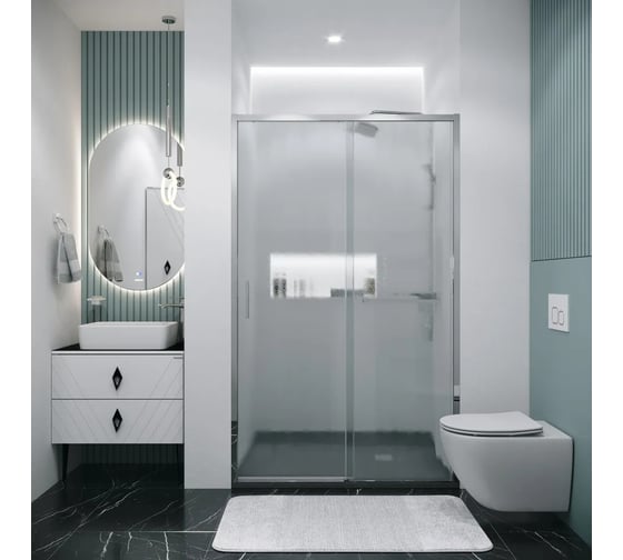 Дверь в нишу Grossman Style 120*195 см, хром, стекло шиншилла, 1 место 100.K33.05.120.10.02