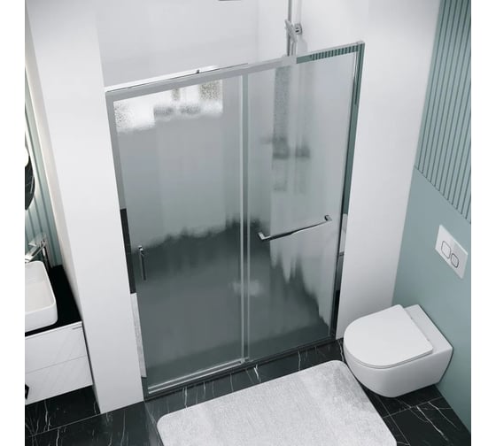 Дверь в нишу Grossman Style 120*195 см, хром, стекло шиншилла, 1 место 100.K33.05.120.10.02