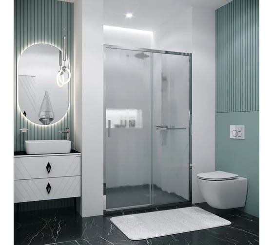 Дверь в нишу Grossman Style 120*195 см, хром, стекло шиншилла, 1 место 100.K33.05.120.10.02