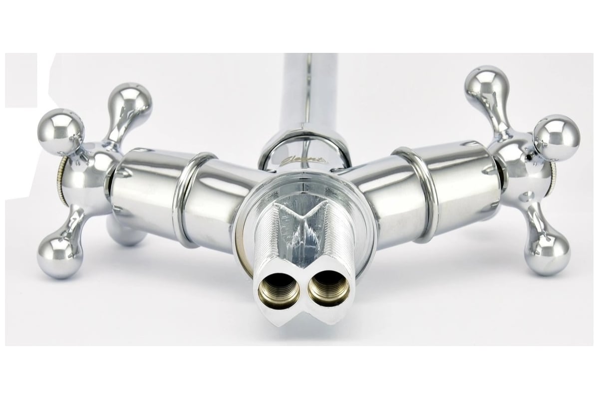 Латунный смеситель для мойки Eleanti двуручный, кран-буксы керамические ...