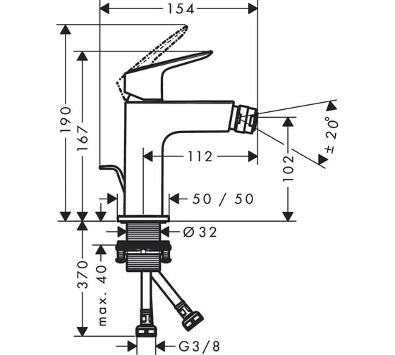 Смеситель для биде Hansgrohe Logis Bidetmischer 110 Fine chr 71201000