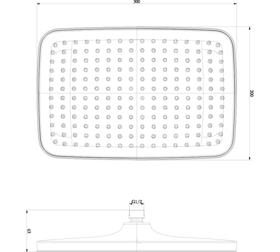 Верхняя душевая лейка Lemark прямоугольная, 300x200 мм, хром, блистер LM8134C