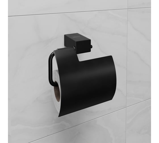 Держатель для туалетной бумаги Lemark SMOOTH LINE с крышкой, черный 9722011