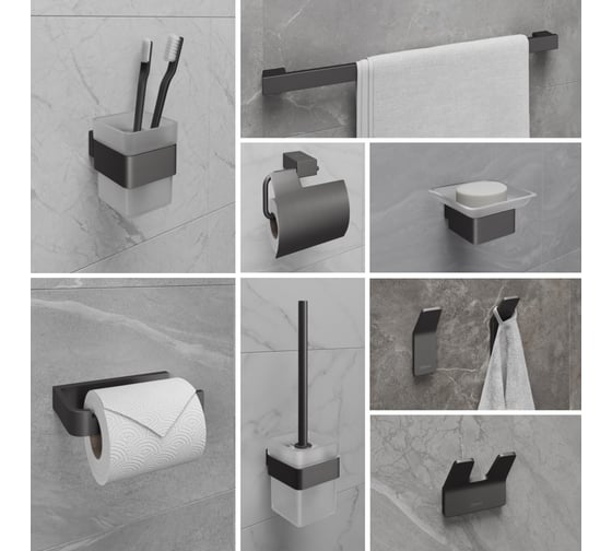 Держатель для туалетной бумаги Lemark SMOOTH LINE с крышкой, графит 9726012