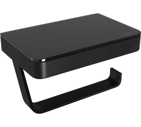 Держатель для туалетной бумаги Lemark GLASS LINE с полкой, черный/черное стекло 9722030