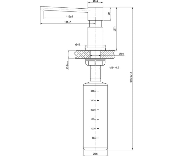 Врезной дозатор для жидких моющих средств Lemark цвет графит LM8203GMN