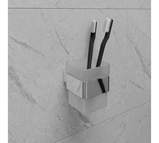Стакан для зубных щеток Lemark SMOOTH LINE с держателем, хром 9731013