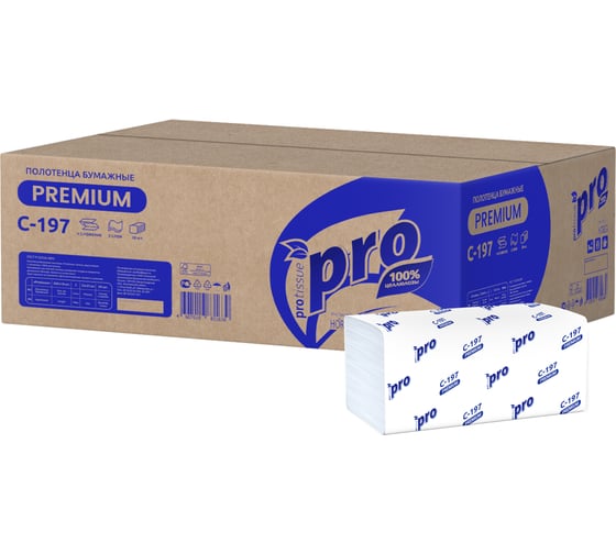 Бумажные полотенца Protissue V сложения, 2 слоя, 200 листов 20 пачек С197 24038