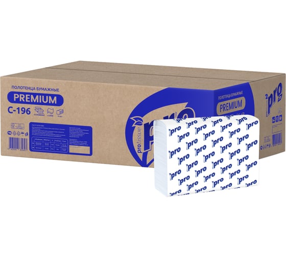 Бумажные полотенца Protissue Z сложения, 2 слоя, 190 листов, 15 пачек С196
