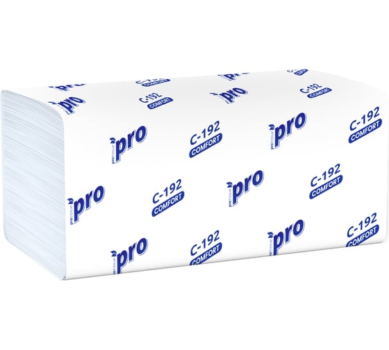 Бумажные полотенца Protissue V сложения, 1 слой, 25 гр, 250 листов, 20 пачек С192 23822