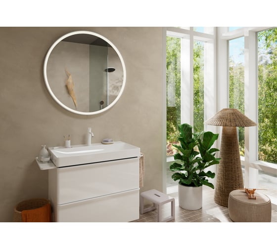 Смеситель для раковины Hansgrohe Tecturis S 110, однорычажный, со сливным гарнитуром, матовый белый 73310700
