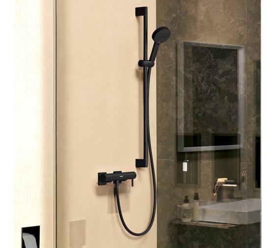 Однорычажный смеситель для душа Hansgrohe Tecturis E наружного монтажа, матовый черный 73620670