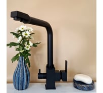 Смеситель для кухни Melodia della vita Perfetto латунь с подкл. фильтра, картридж д.35 мм, черный, подводка MDV30201bk 19801