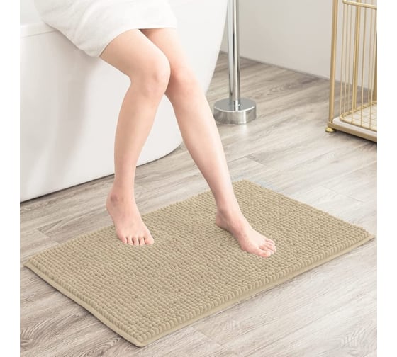 Коврик Arya home Softy из синели, 50x70 см, бежевый 8680943223739