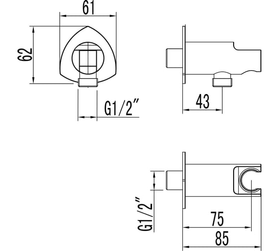 Подключение для душевого шланга Lemark с креплением для лейки для LM3519C, хром LM3585C