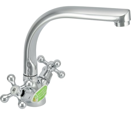 Двуручный смеситель для мойки Juguni с поворотным Г-изливом, керамическая кран-букса, гайка 0402.444