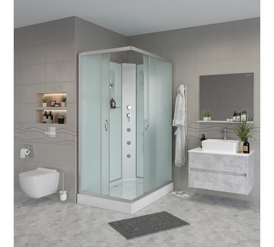 Душевая кабина Niagara NG-43185-14QBKG (1100x800x2000) низкий поддон(13см) стекло матовое, 3 места 431853QBKG