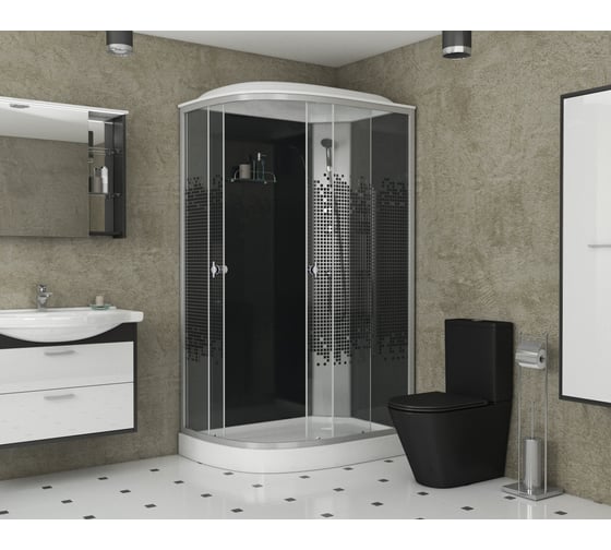 Душевая кабина Niagara NG-4512-14L BLACK (1200x800x2150) низкий поддон (13см) стекло мозаика, 3 места 45121453L