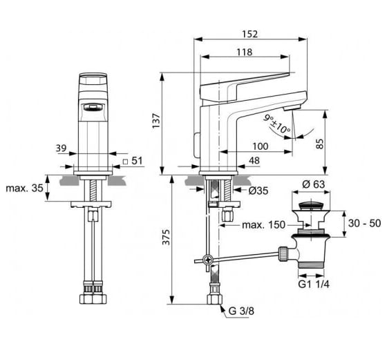 Смеситель для раковины IDEAL STANDARD A6330AA TONIC II 00000044863