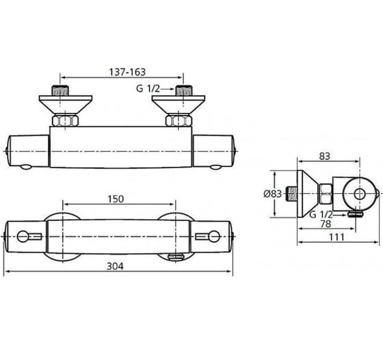 Термостатический смеситель для душа IDEAL STANDARD A6367АА CERATHERM 50 00000037752
