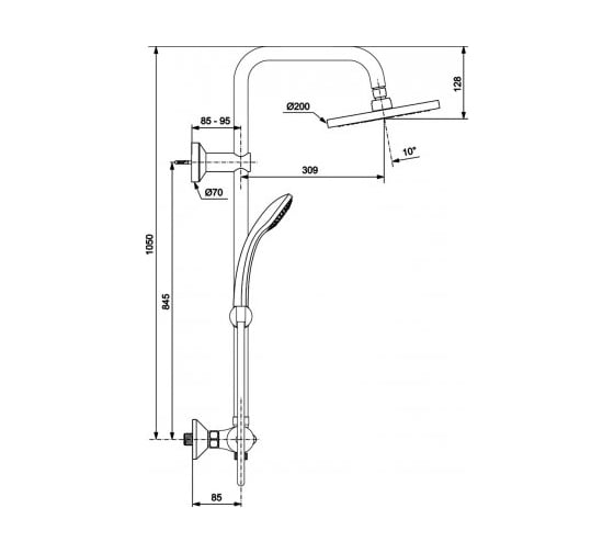Душевая система IDEAL STANDARD A6421AA IdealRain ECO 00000042706
