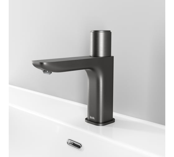 Смеситель для умывальника с инновационным управлением IDDIS Slide Push Control, графит SLIGMBTi01
